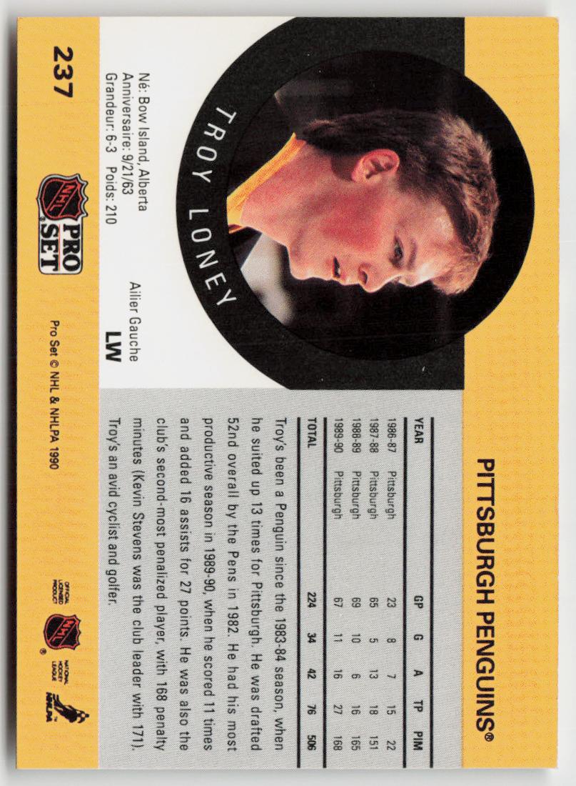 1990-91 Pro Set #237 Troy Loney