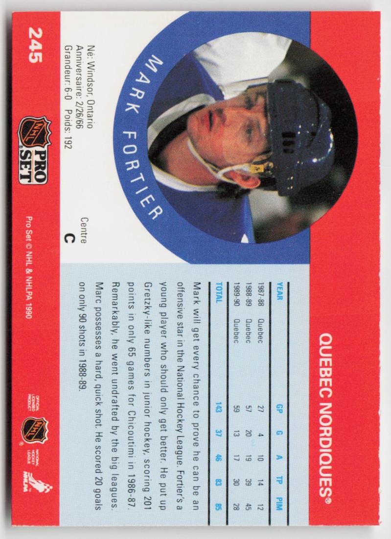 1990-91 Pro Set #245a Marc Fortier