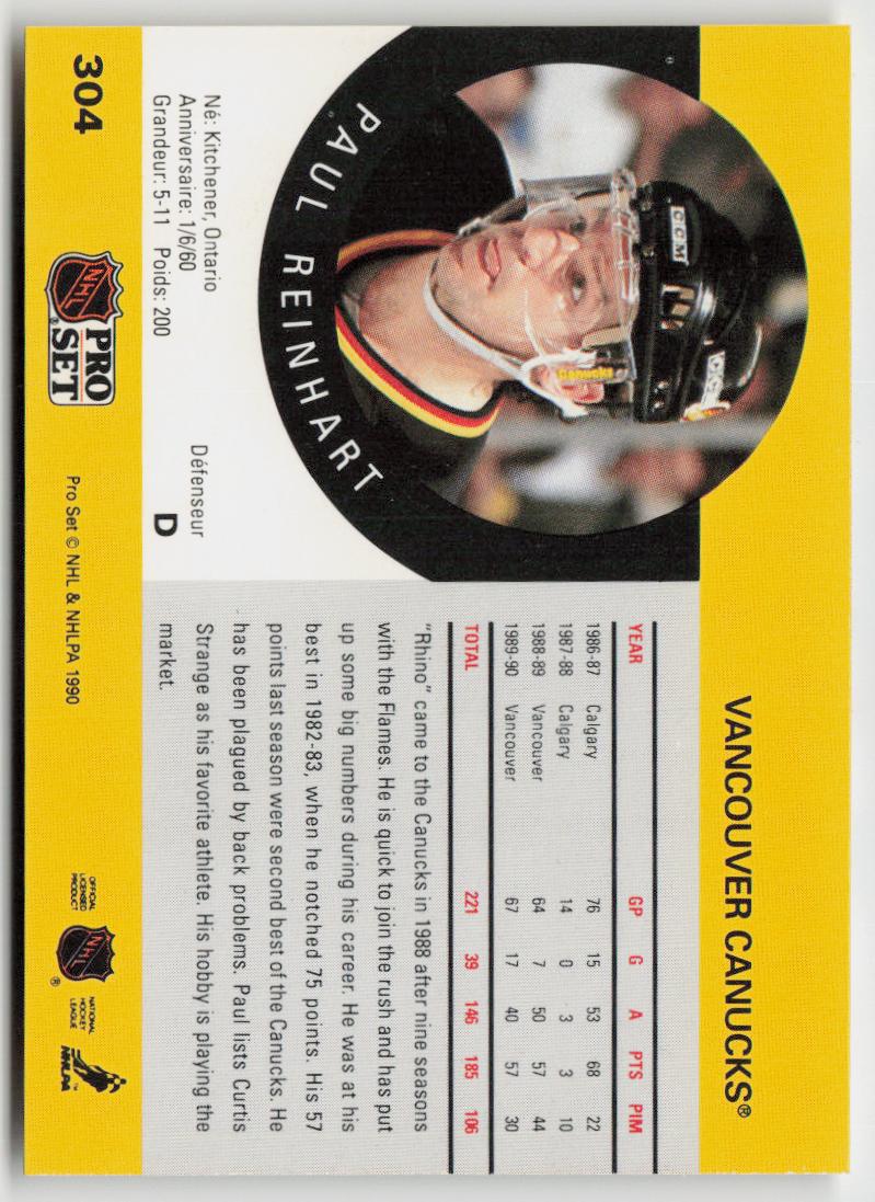 1990-91 Pro Set #304 Paul Reinhart
