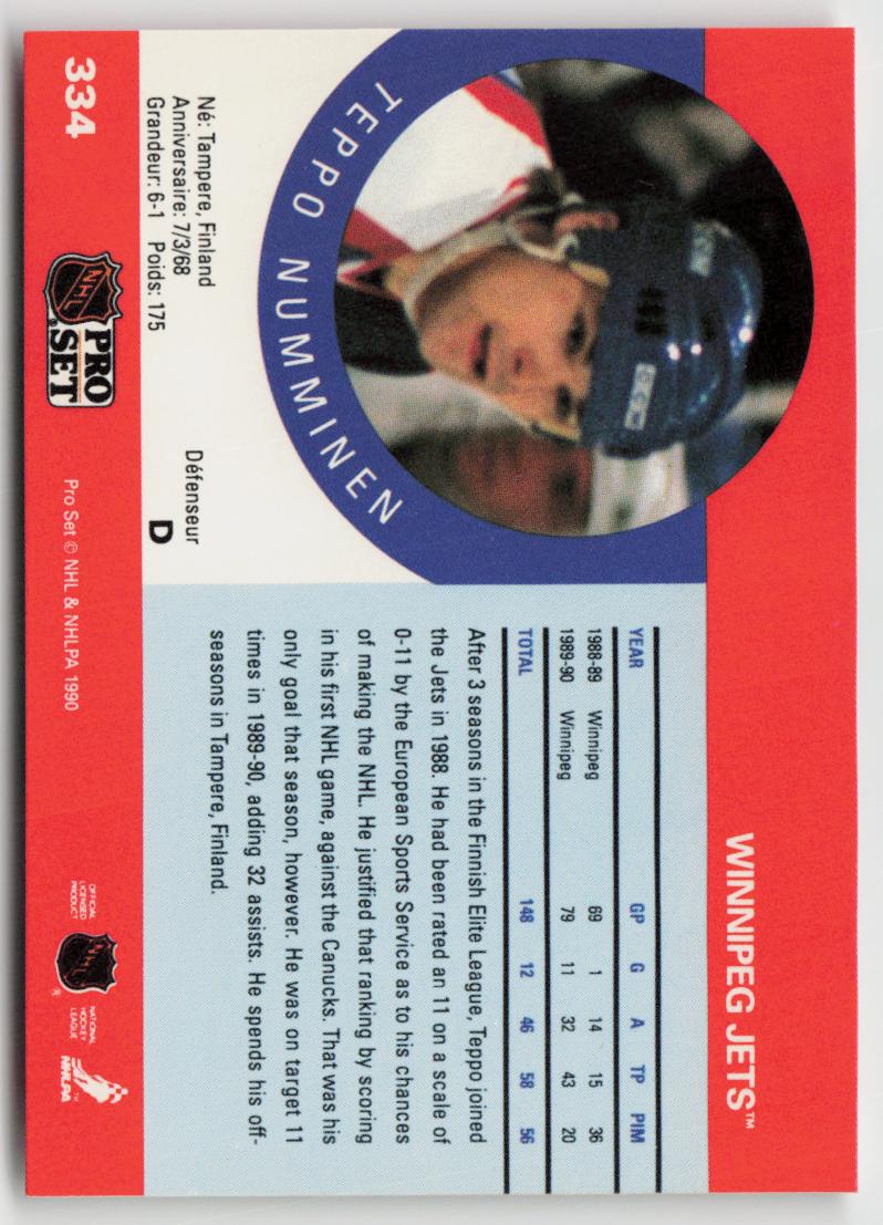1990-91 Pro Set #334 Teppo Numminen