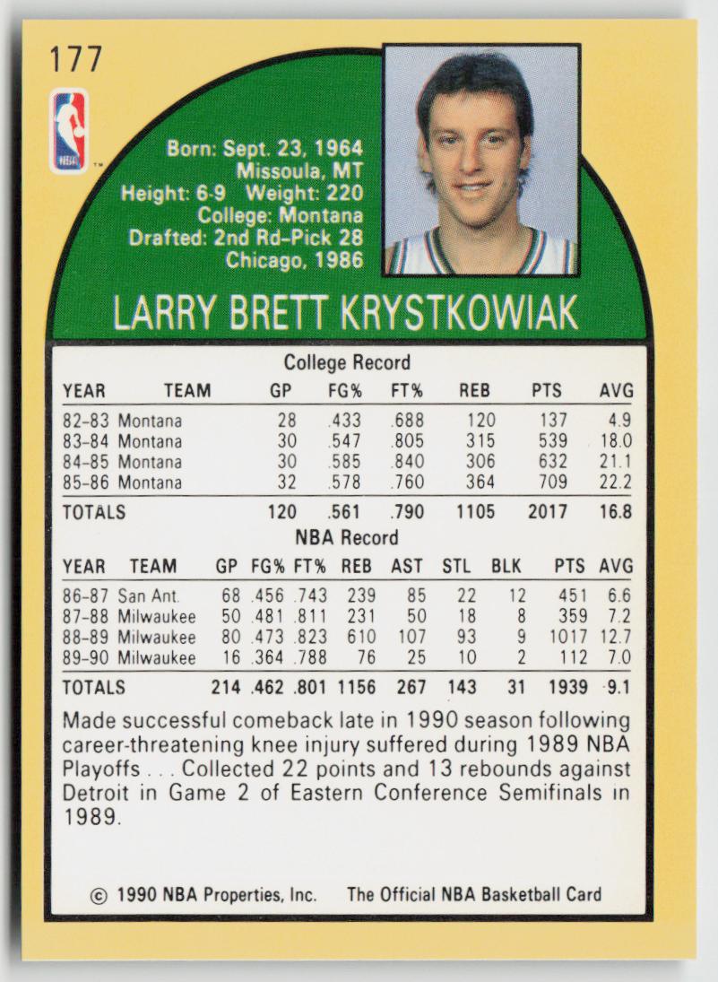 1990-91 Hoops 177 Larry Krystkowiak
