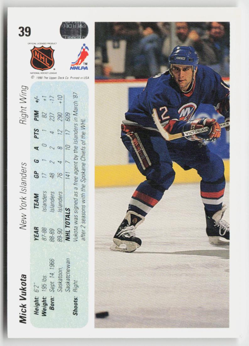 1990-91 Upper Deck #39b Mick Vukota