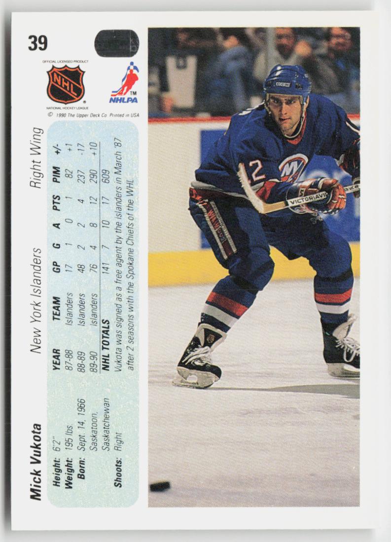 1990-91 Upper Deck #39b Mick Vukota