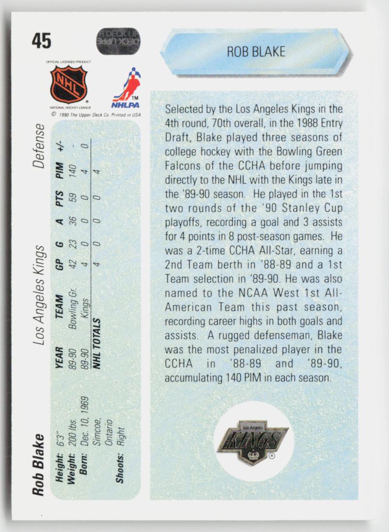 1990-91 Upper Deck #45 Rob Blake
