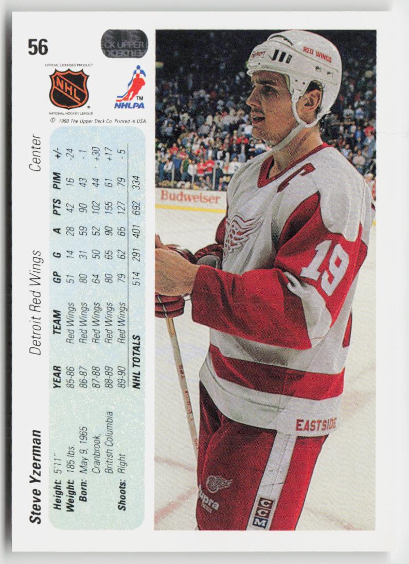1990-91 Upper Deck #56b Steve Yzerman