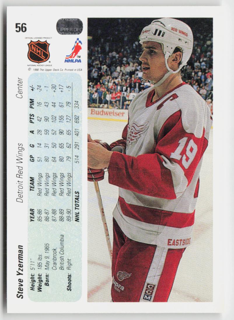1990-91 Upper Deck #56b Steve Yzerman
