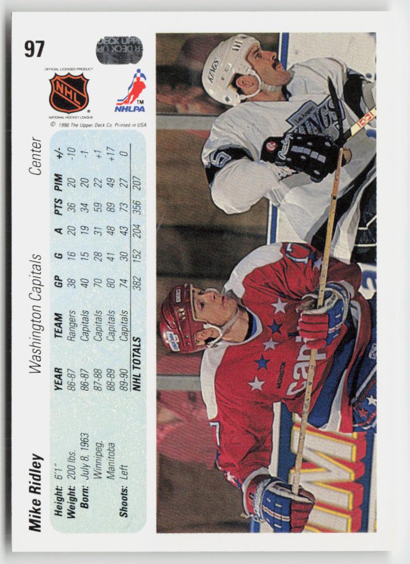 1990-91 Upper Deck #97b Mike Ridley