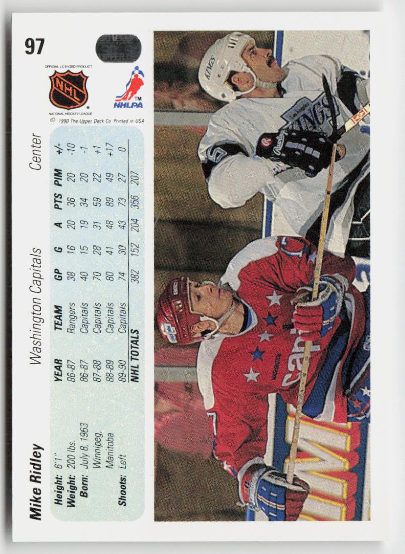 1990-91 Upper Deck #97b Mike Ridley