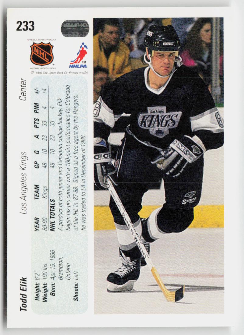 1990-91 Upper Deck #233 Todd Elik