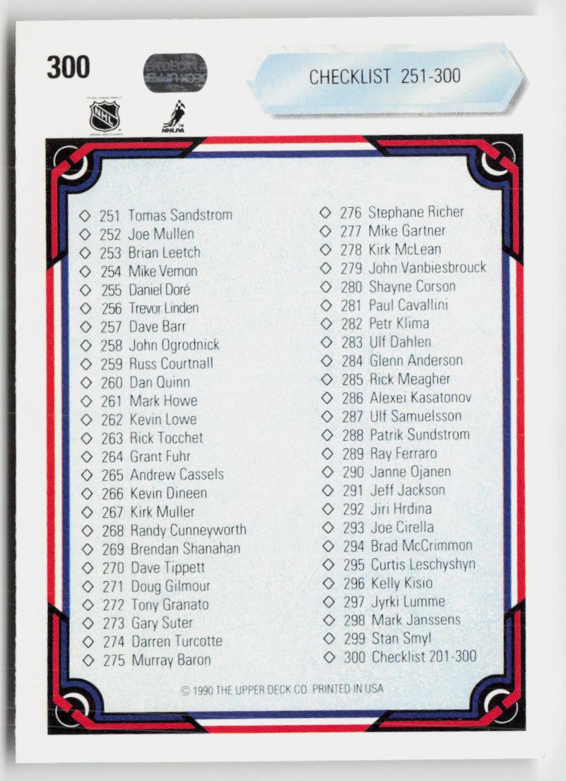 1990-91 Upper Deck #400 Checklist: 301-400