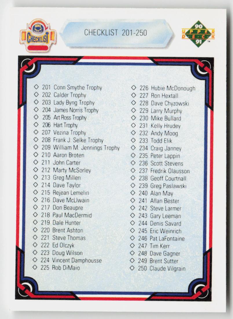 1990-91 Upper Deck #400 Checklist: 301-400