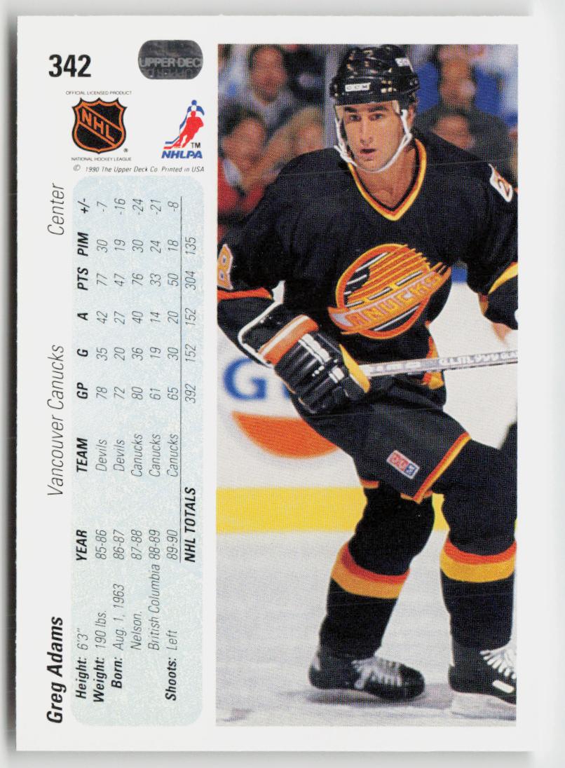 1990-91 Upper Deck #342b Greg Adams