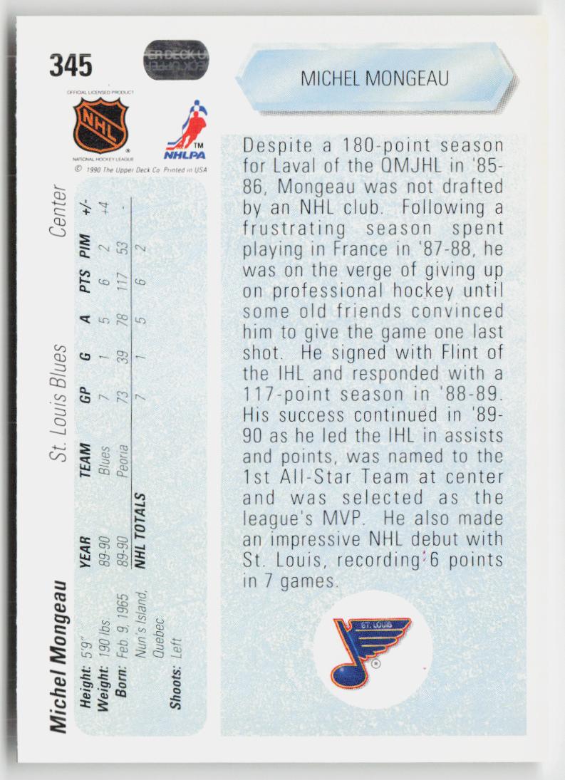 1990-91 Upper Deck #345b Michel Mongeau