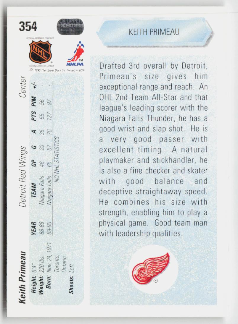1990-91 Upper Deck #354 Keith Primeau