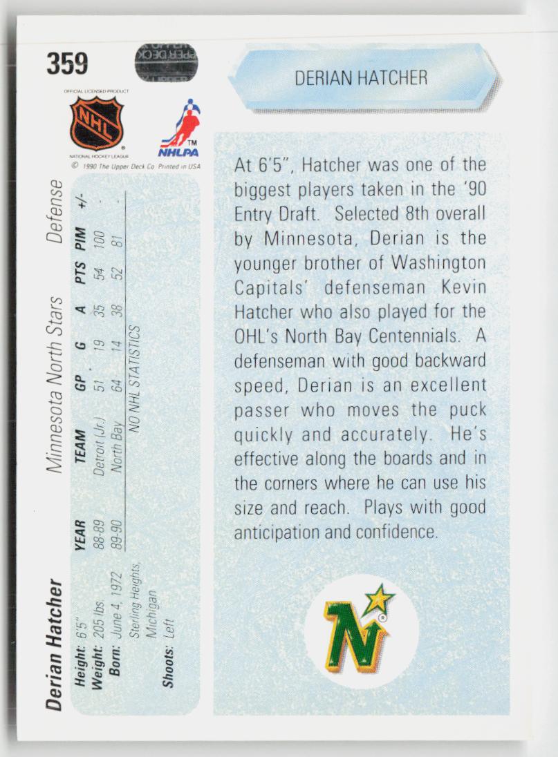 1990-91 Upper Deck #359b Derian Hatcher