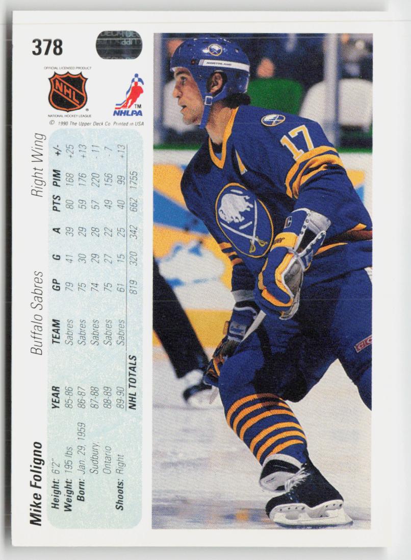 1990-91 Upper Deck #378b Mike Foligno