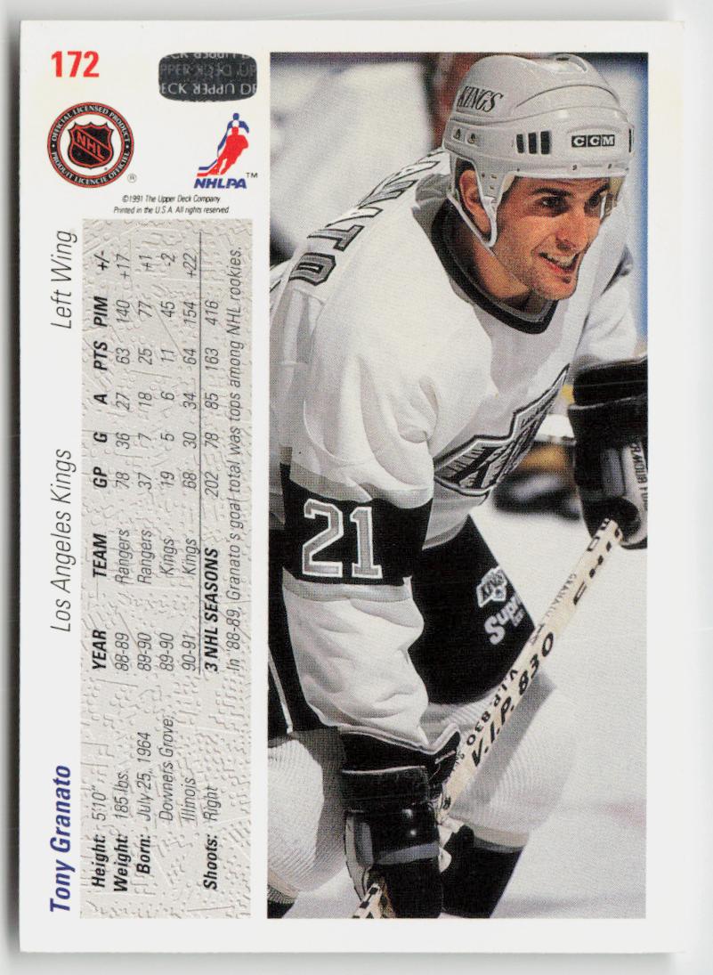 1991-92 upper deck #172 Tony Granato