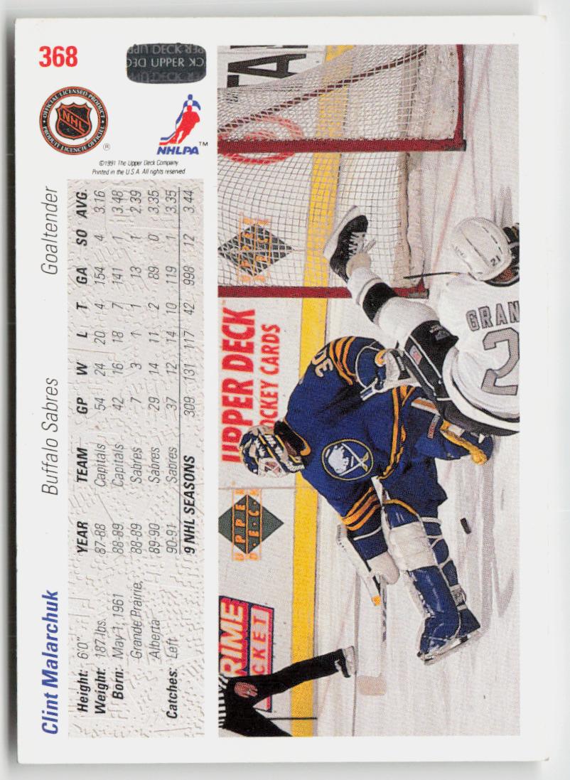 1991-92 upper deck #368 Clint Malarchuk