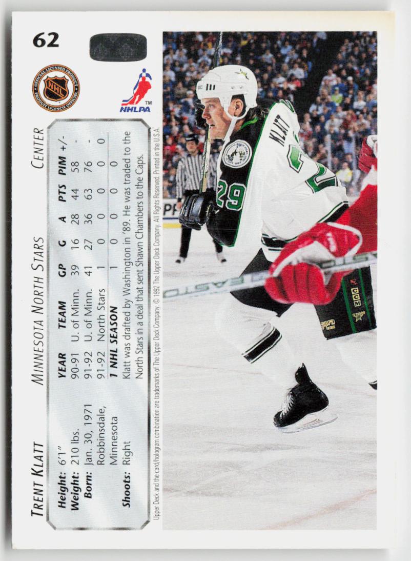 1992-93 Upper Deck #62 Trent Klatt