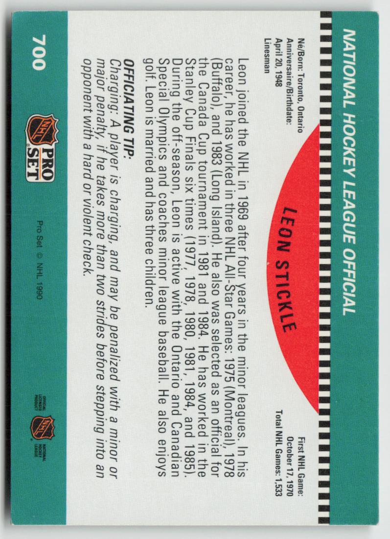 1990-91 Pro Set #700 Leon Stickle