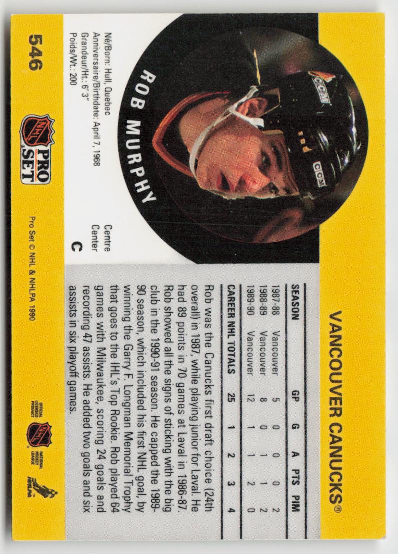 1990-91 Pro Set #546 Rob Murphy