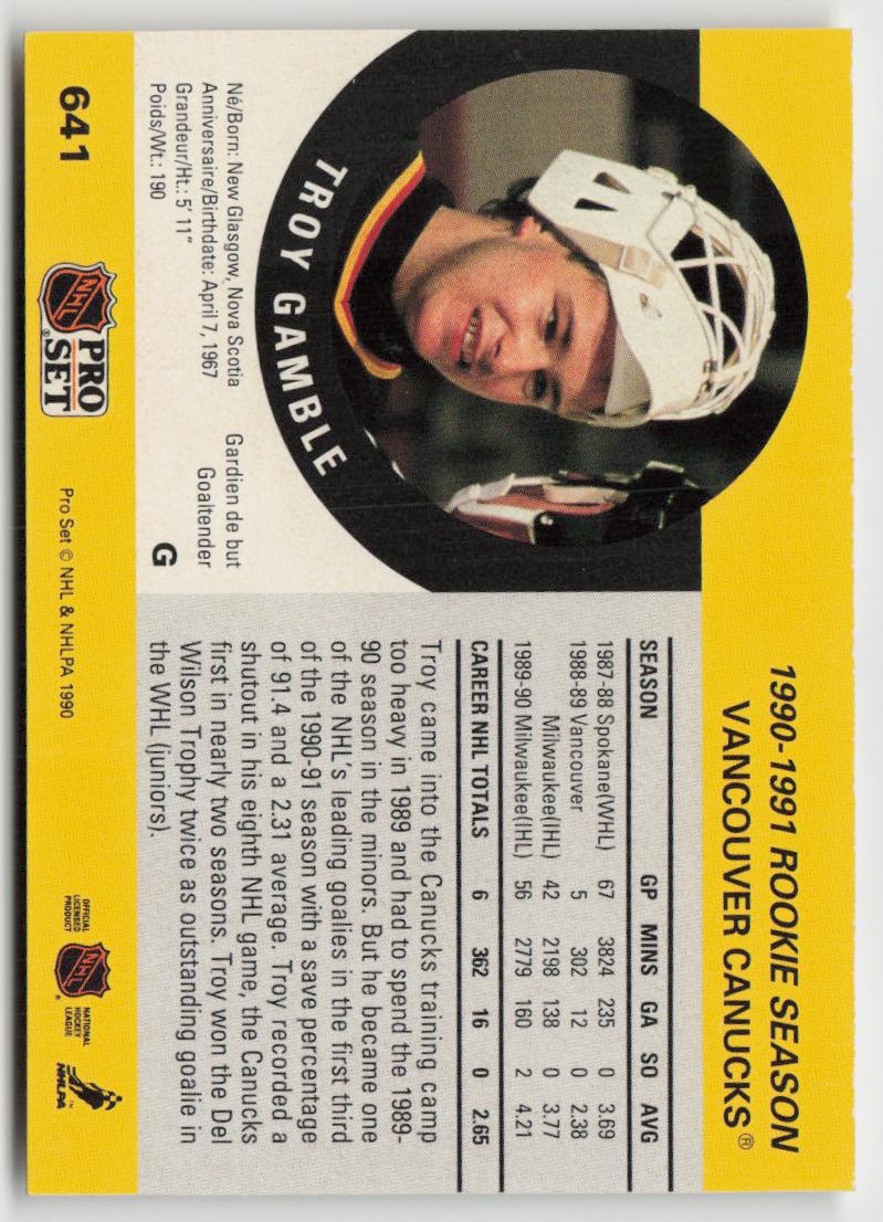 1990-91 Pro Set #641 Troy Gamble
