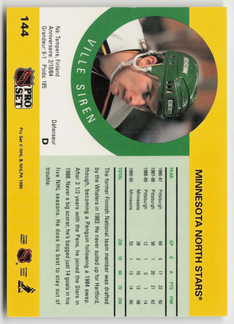 1990-91 Pro Set #144 Ville Siren