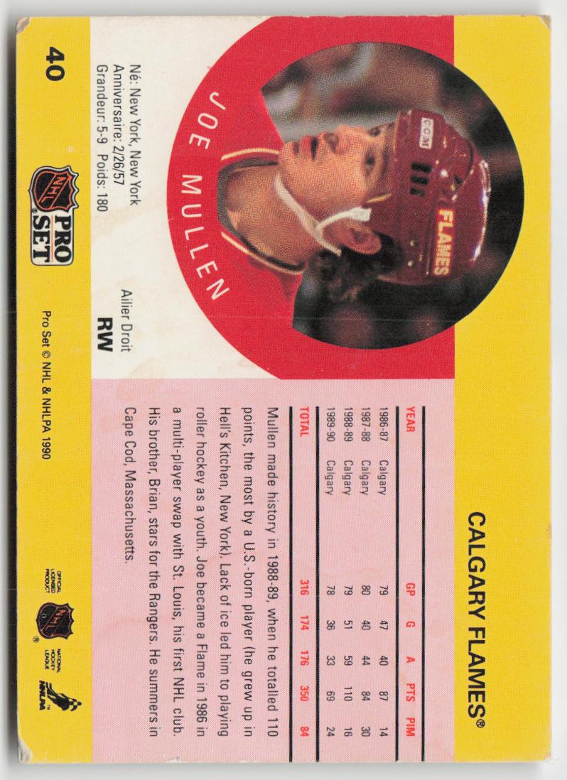 1990-91 Pro Set #40b Joe Mullen Traded stripe on front
