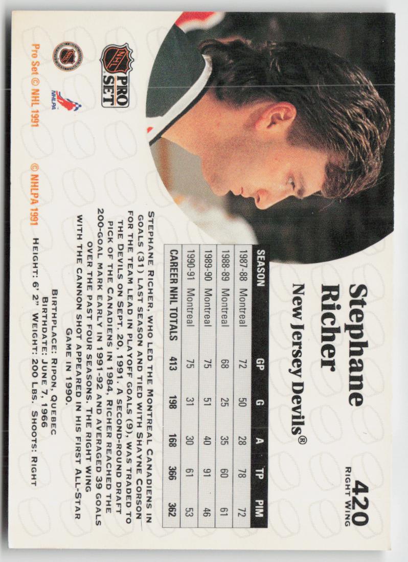 1991-92 Pro Set #420 Stephane Richer