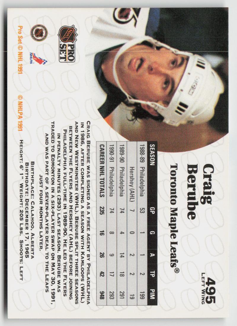 1991-92 Pro Set #495 Craig Berube