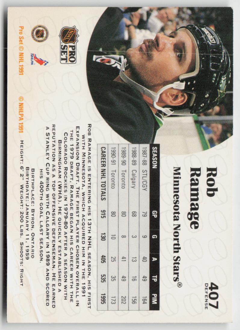 1991-92 Pro Set #407 Rob Ramage