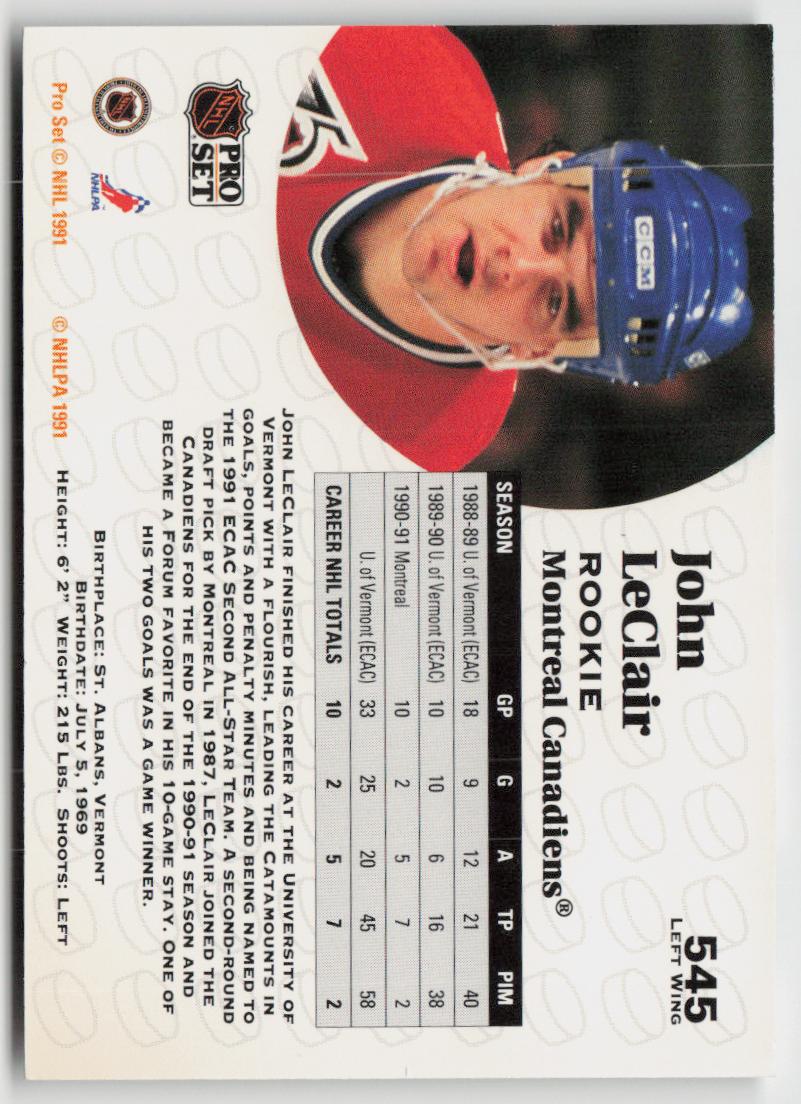 1991-92 Pro Set #545 John LeClair