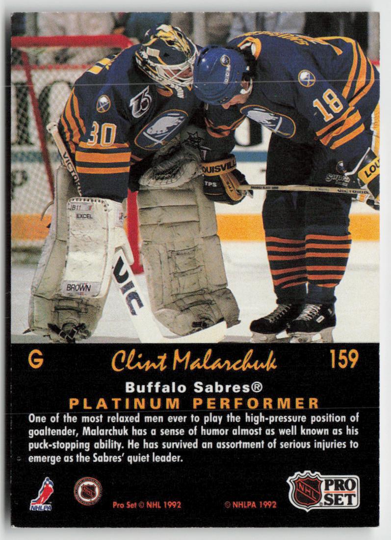 1991-92 Pro Set Platinum #159 Clint Malarchuk
