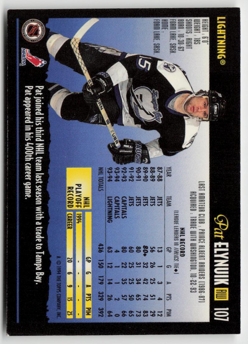 1994-95 Topps Premier #107 Pat Elynuik