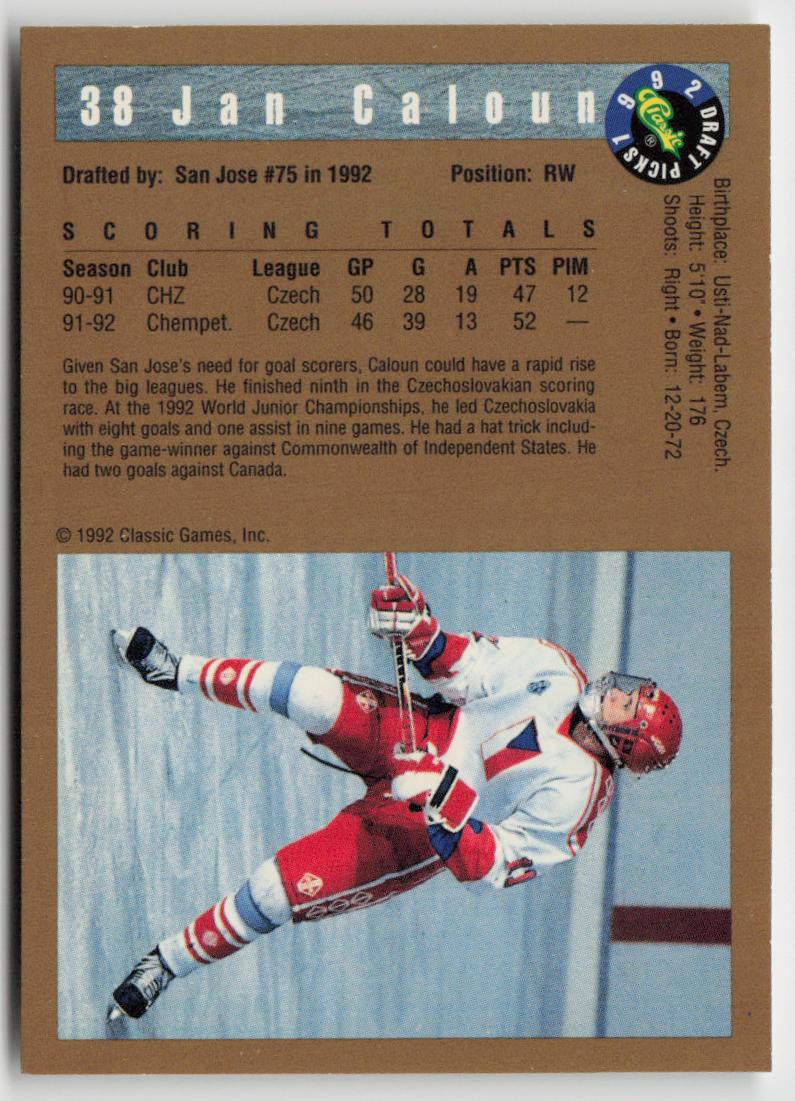 1992 Classic Draft Picks #38 Jan Caloun