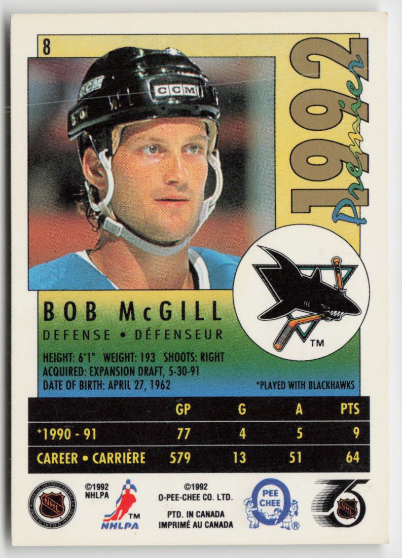 1991-92 O-Pee-Chee Premier #8 Bob McGill
