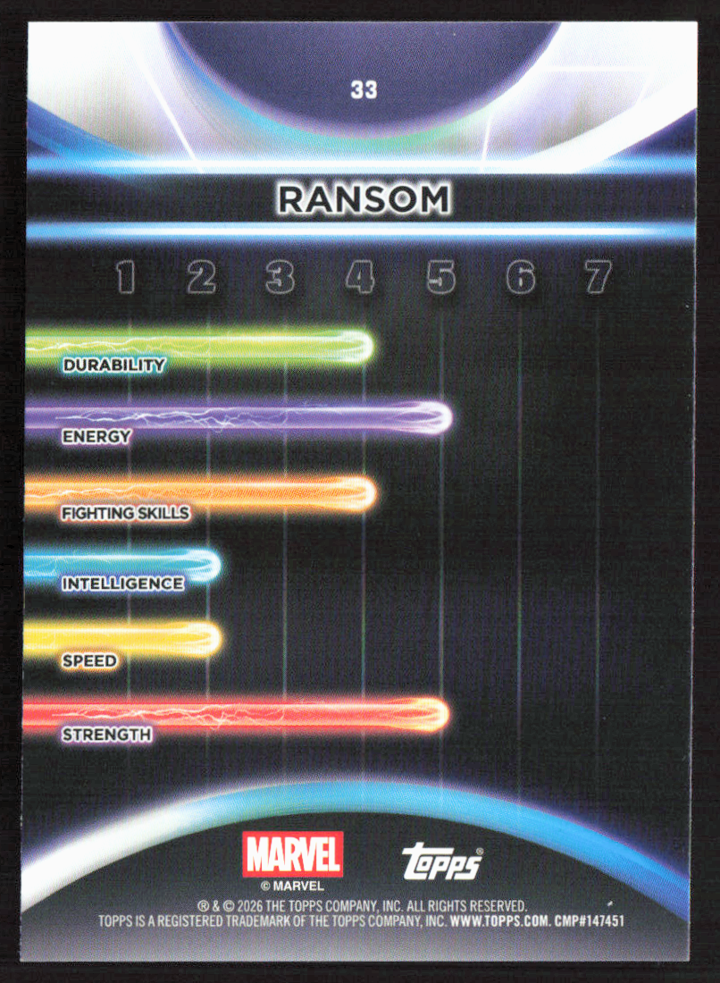 2026 Topps Neon Marvel - 33 Ransom Purple Sparkle 59/75