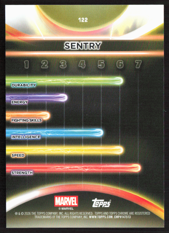 2026 Topps Neon Marvel - 122 Sentry Neon Purple Refractor 10/75