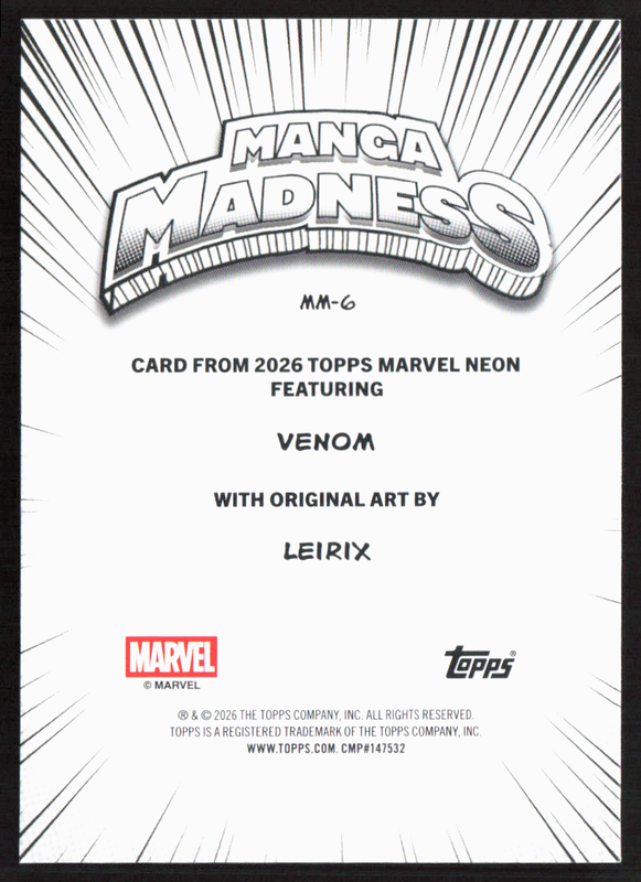 2026 Topps Neon Marvel - MM-6 Venom - Leirix Manga Madness