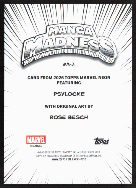 2026 Topps Neon Marvel - MM-2 Psylocke - Rose Besch Manga Madness
