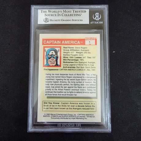 1990 Marvel Universe Impel - 1 Captain America BGS 8.5 NM-MT+