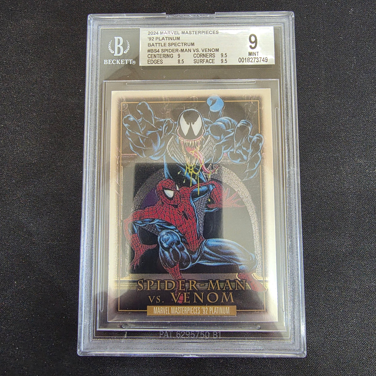 2024 Masterpieces 92 Platinum Battle Spectrum BS4 Spider-Man vs Venom BGS 9 MINT