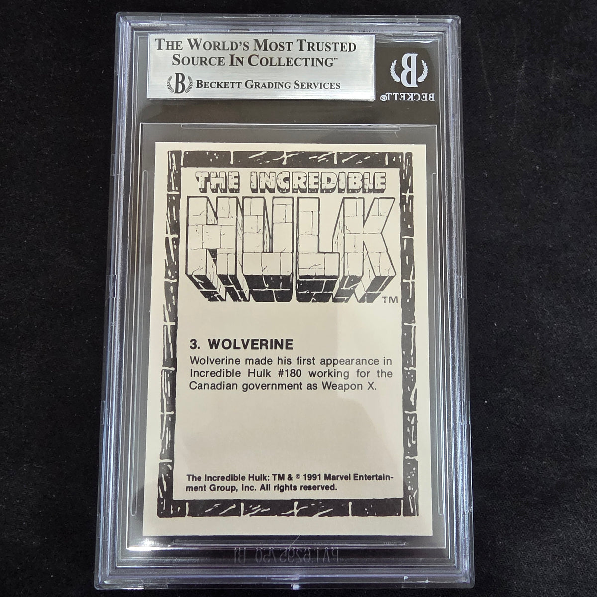 1991 Marvel Comic Images Incredible Hulk #3 Wolverine BGS 9 MINT
