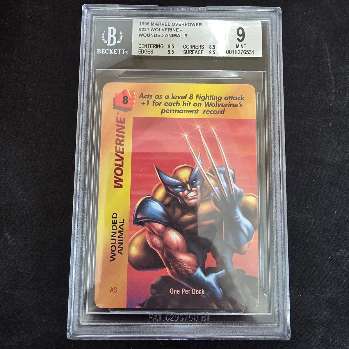 1995 Marvel Overpower 231 AS Wolverine Wounded Animal BGS 9 Mint (Very low Pop)