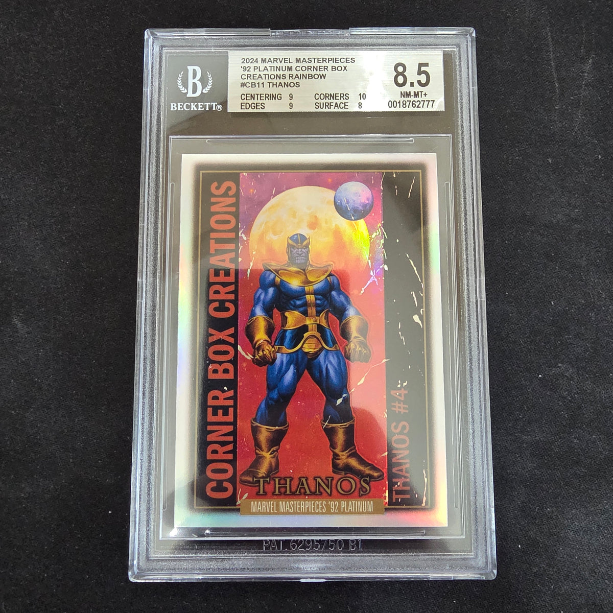 2024 Masterpieces 92 Platinum Corner Box Rainbow CB11 Thanos BGS 8.5 NM-MT+