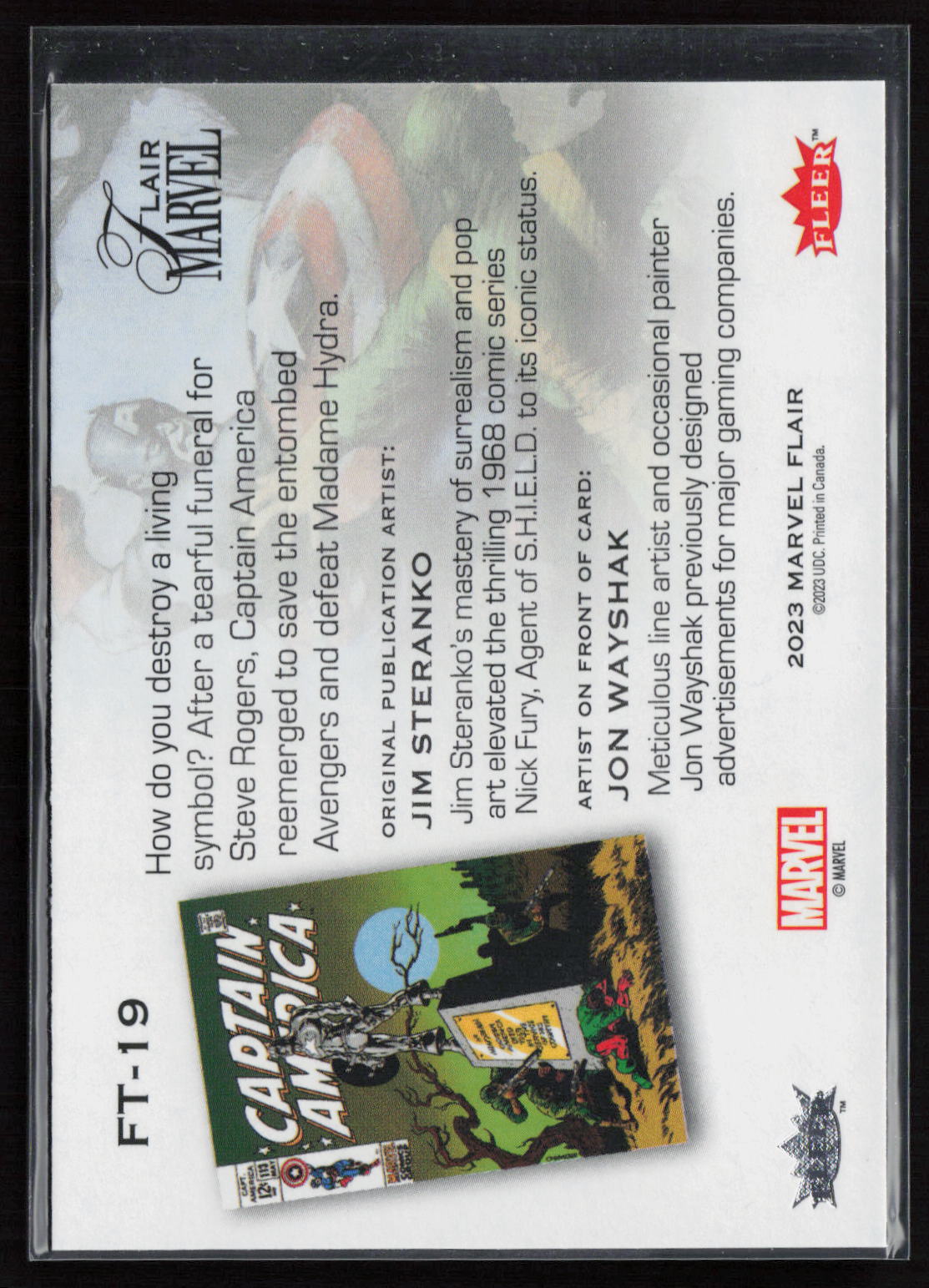 2023 Flair Marvel #FT-19 Captain America Flairium Level 2