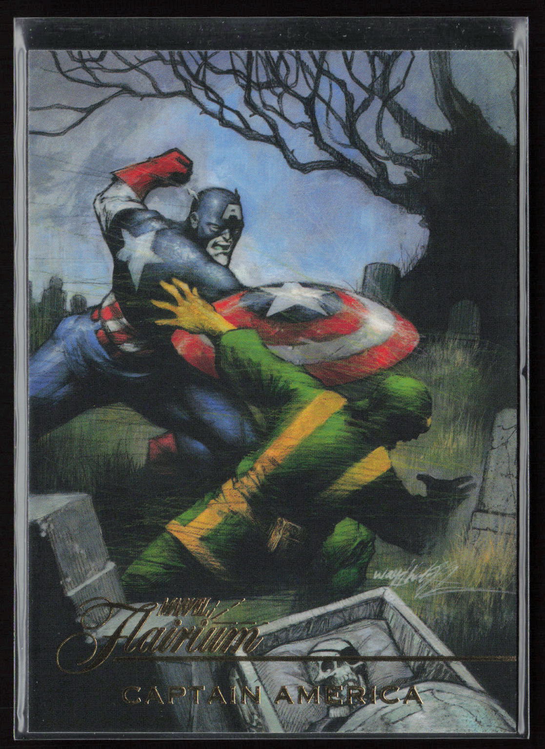 2023 Flair Marvel #FT-19 Captain America Flairium Level 2