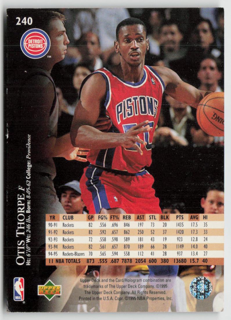 1995-96 Upper Deck #240 Otis Thorpe Electric Court