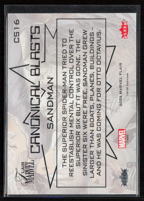 2023 Flair Marvel #CS16 Sandman Canonical Blasts