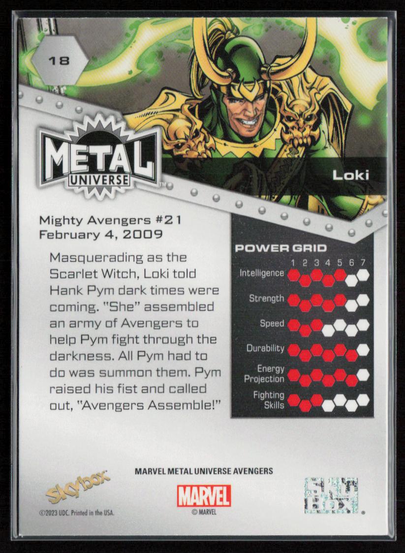 2024 SkyBox Metal Universe Marvel Avengers #18 Loki